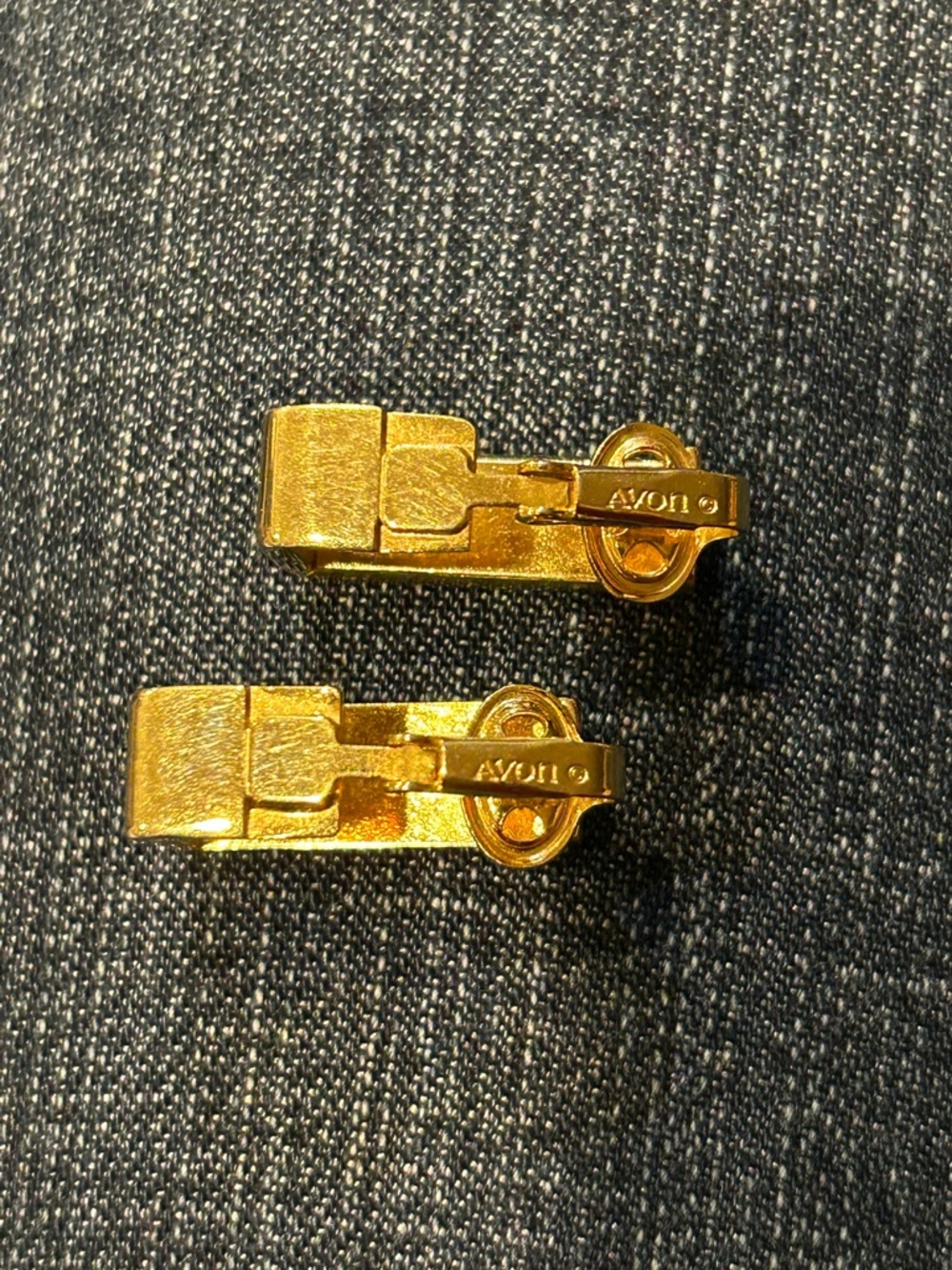 Avon gold-tone clip on earrings, square